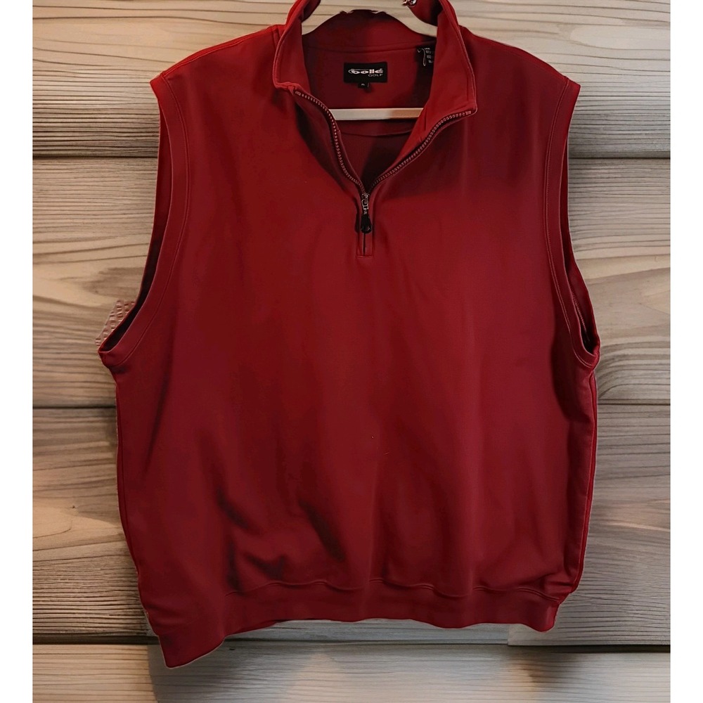 Bolle Golf 1/4 Zip Sleeveless Sweatshirt Vest Mens XL Burgundy Solid Cotton
